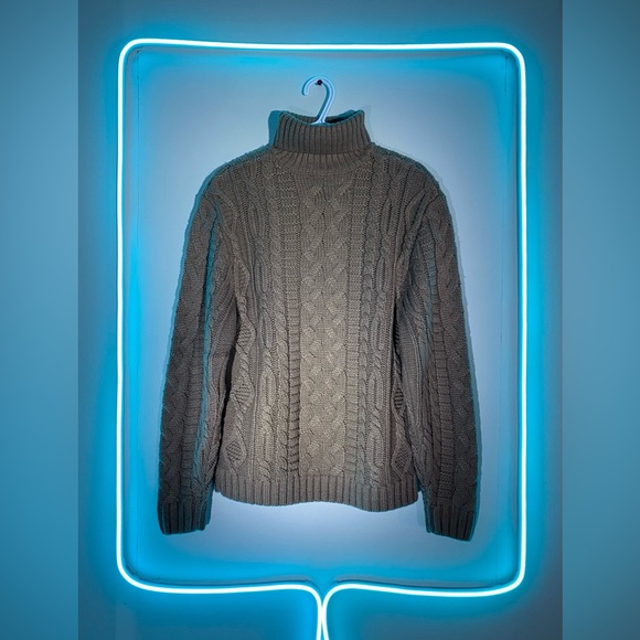 Double Woven Hand made Turtle neck Beige sweater (Unisex) - Picture 2 of 5